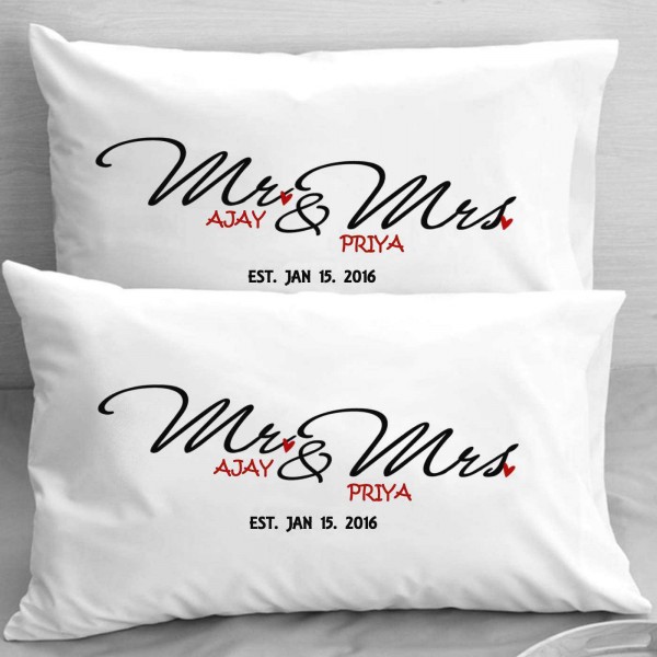 Mr and Mrs Personalized Couple Pillows with Date of Marriage